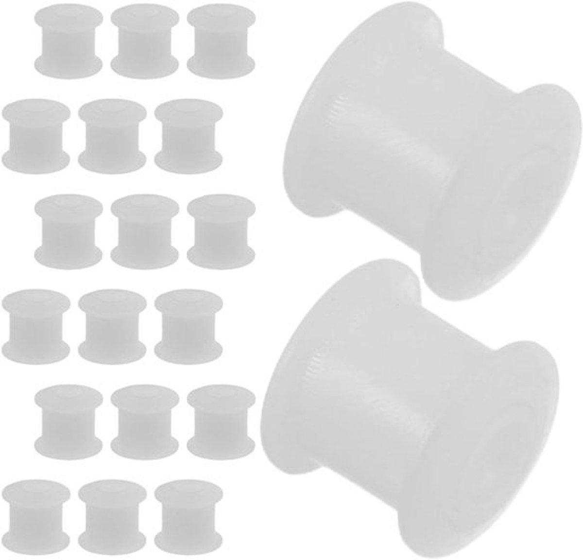 Pinch-rolleras - Onderdelen voor taperecorders - Cassettedeckreparatie - Universeel ontwerp - 0.85 cm - Wit