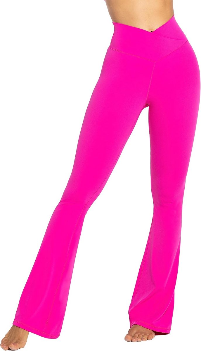 Flare legging, crossover yogabroek met buikcontrole, hoge taille en brede pijpen