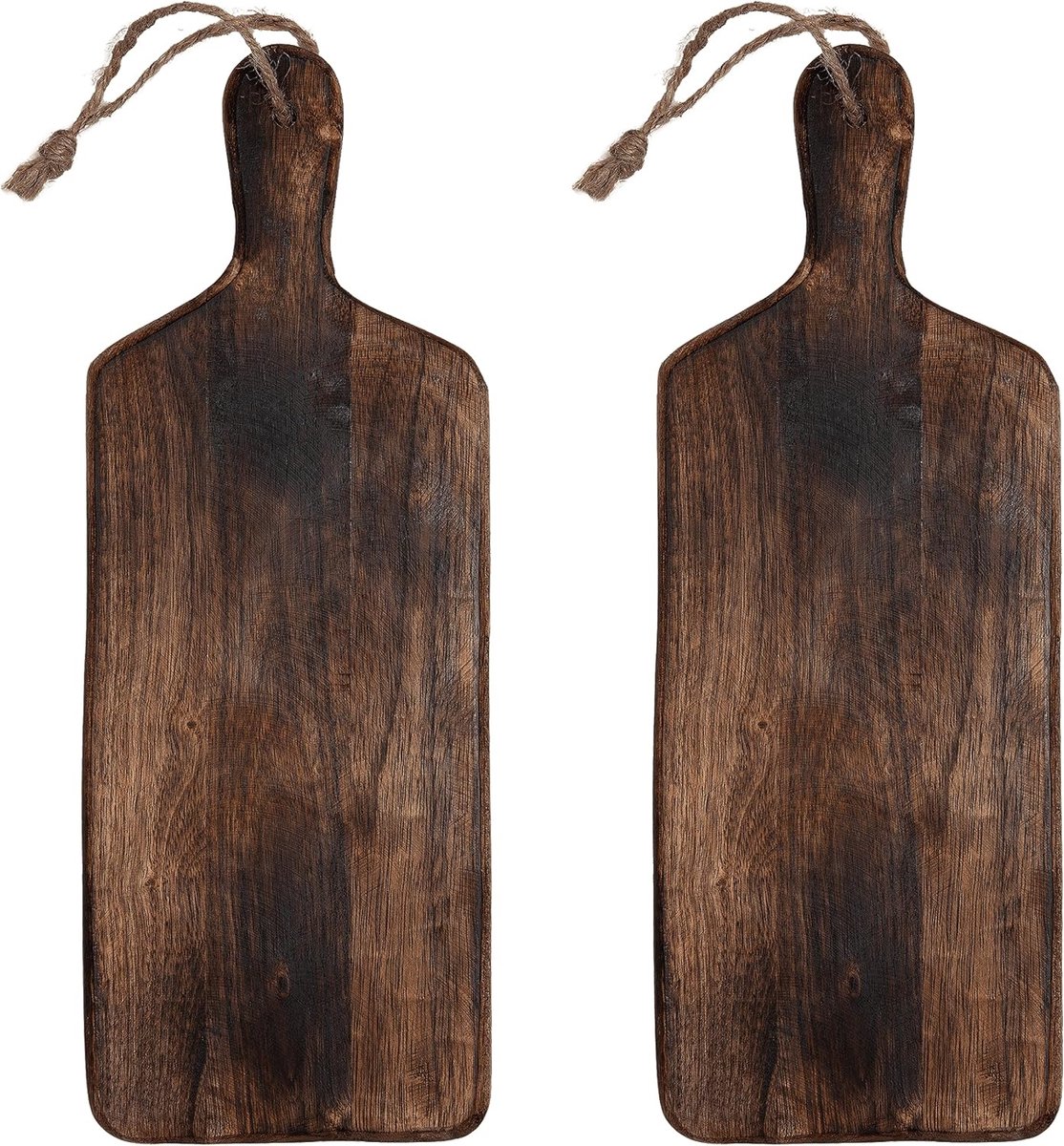 2 Stuks Houten Borrelplank met handvat - tapasplank - Serveerplank - Hapjes - Bruin - 39cm x 15cm