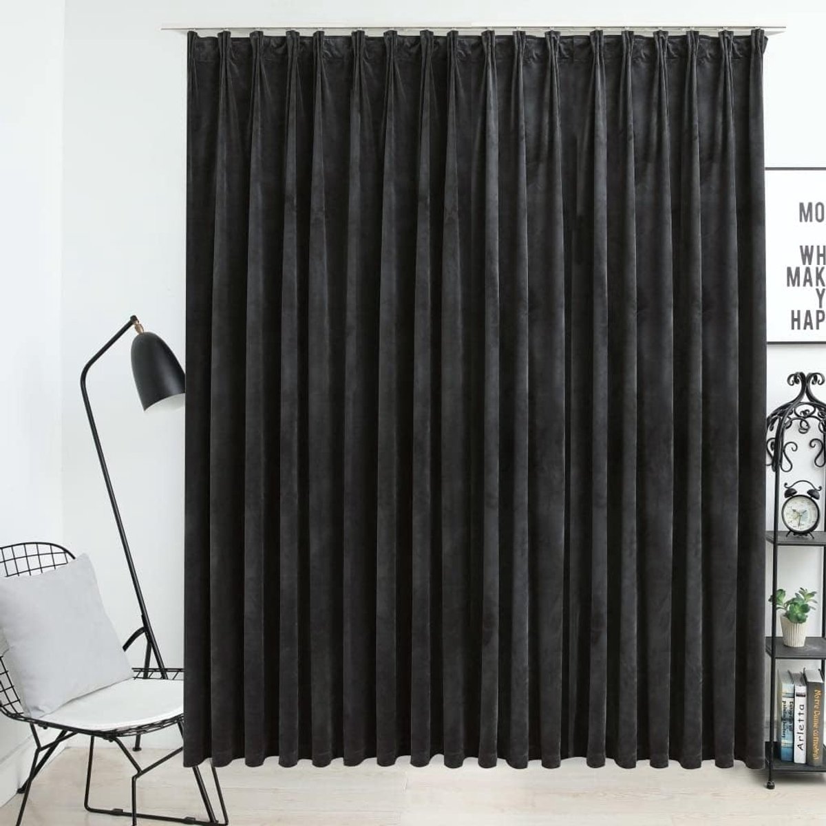 Verduisteringsgordijn met haken, verduisteringsgordijnen, slaapkamer, gordijnen voor woonkamer, slaapkamer en kantoor, warmte-isolerend, van fluweel, antraciet, 290 x 245 cm