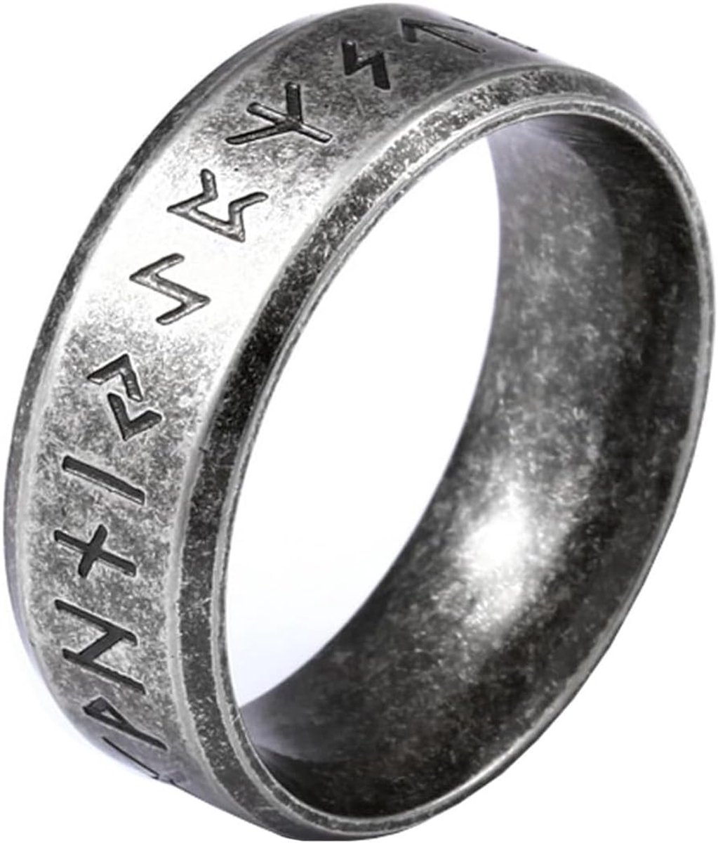 Herenring van roestvrij staal, Scandinavische Viking-ring voor heren, zilveren Vikingring, herenring (Zilver, 62)