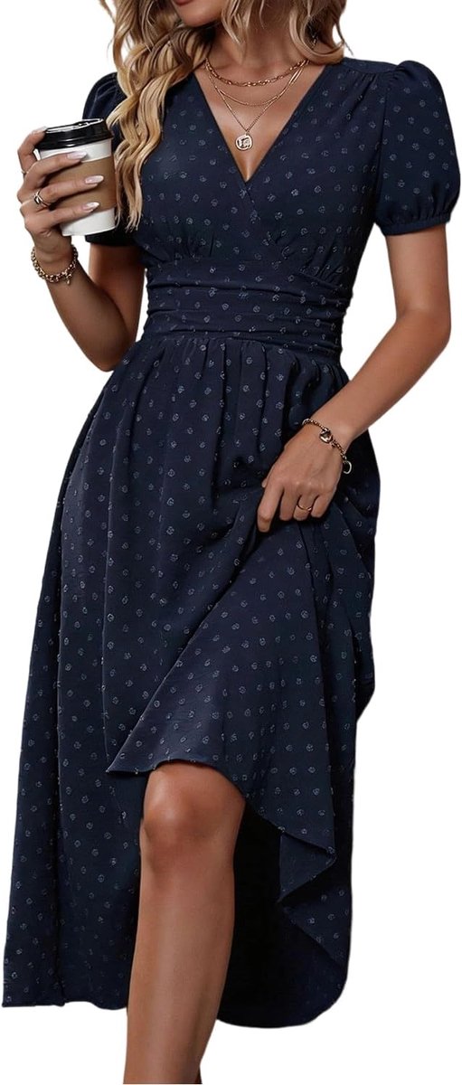 V-hals Korte Mouwen Casual Zomer Jurk
