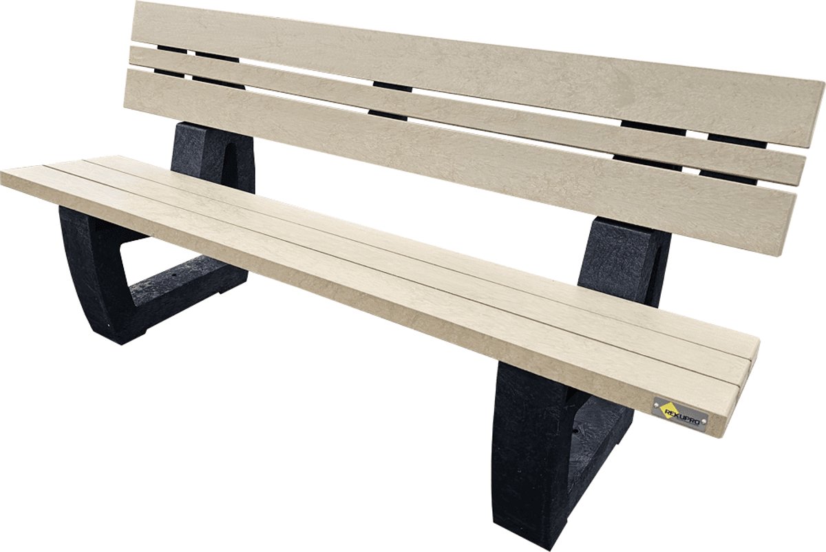 Parkbank met rugleuning Beige 180cm - Rekupro - Gerecycled Kunststof