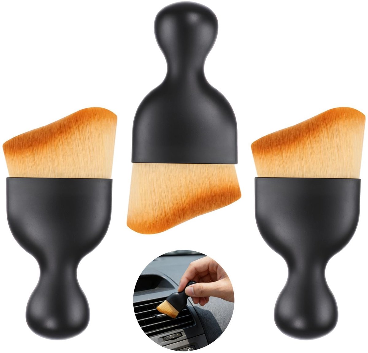 Elzusha - Set van 3 Reinigingsborstels - Voor Interieur Auto
