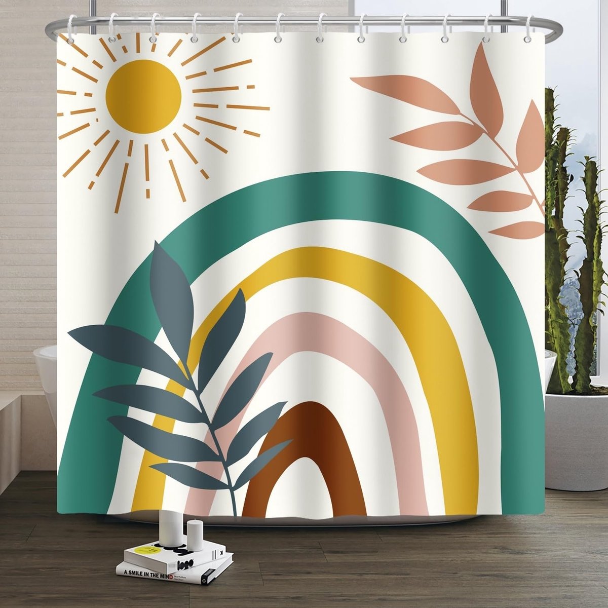 Elzusha - Waterdicht Boho Douchegordijn met Geometrische Stripes