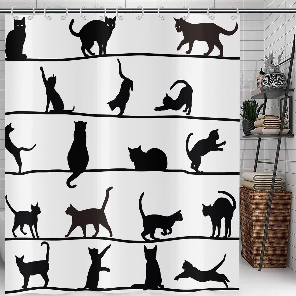 Elzusha - Schattig Katten Douchegordijn 120 x 180 cm voor Kinderen