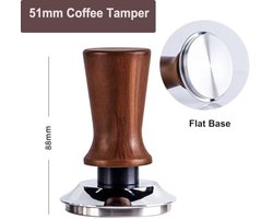 1 stuk - Koffietamper - Walnoothout kleur - Massief hout en 304 roestvrij staal materiaal - Veer‑gebalanceerd constant‑kracht ontwerp - Accessoire voor espressomachines - Geschikt voor koffiebereiding bij thuisgebruik