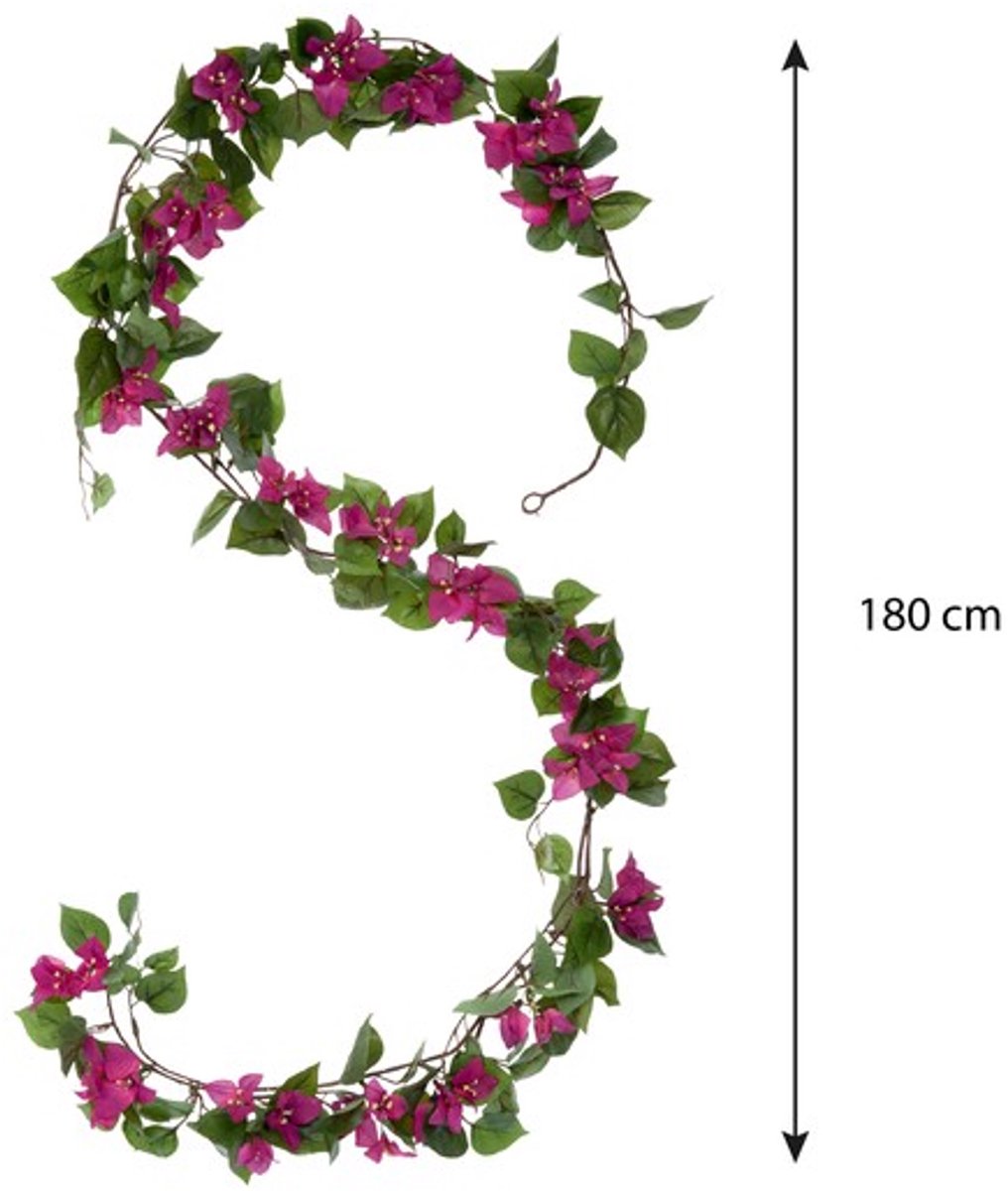 Mica Decorations Bougainvillea Kunstslinger - L180 cm - Donkerroze