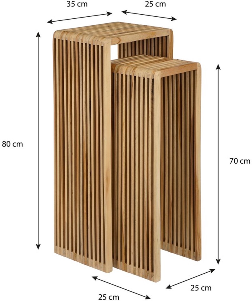 Mica Decorations Yonker Plantentafel - Set van 2 - L35 x B25 x H80 cm - Gerecycled Hout - Bruin