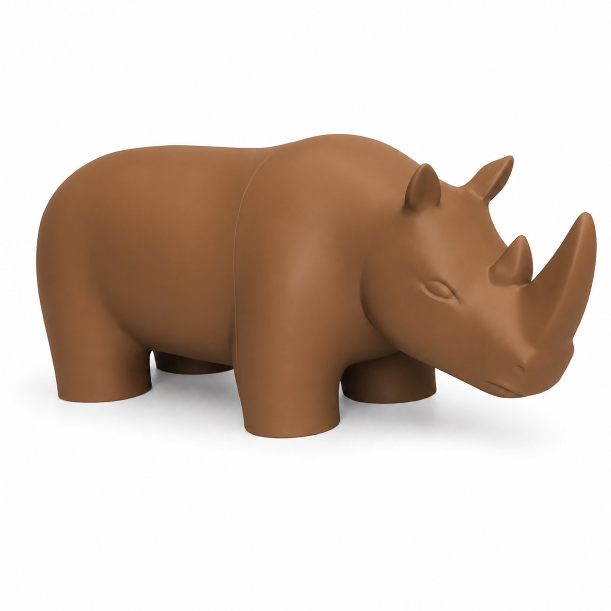 Fiastra Rhino neushoornbeeld - decoratief beeld - Bruin - 60 cm