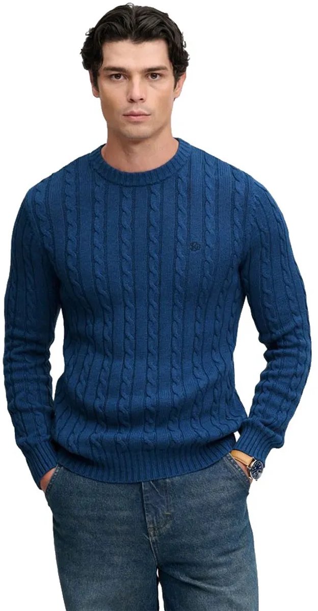 Superdry Cable Knit Trui met normale pasvorm Heren Sweaters Zeeblauw Kabel