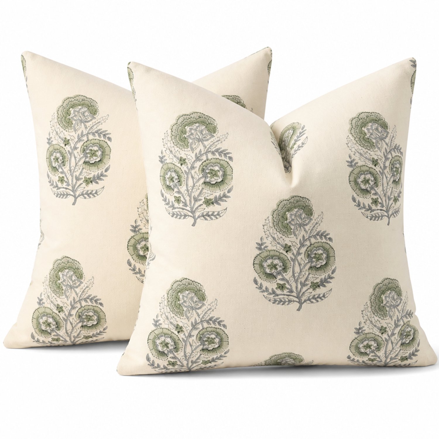 Softica Kussensloop - Saliegroen - 40x40 cm - Set van 2 - Katoenmix