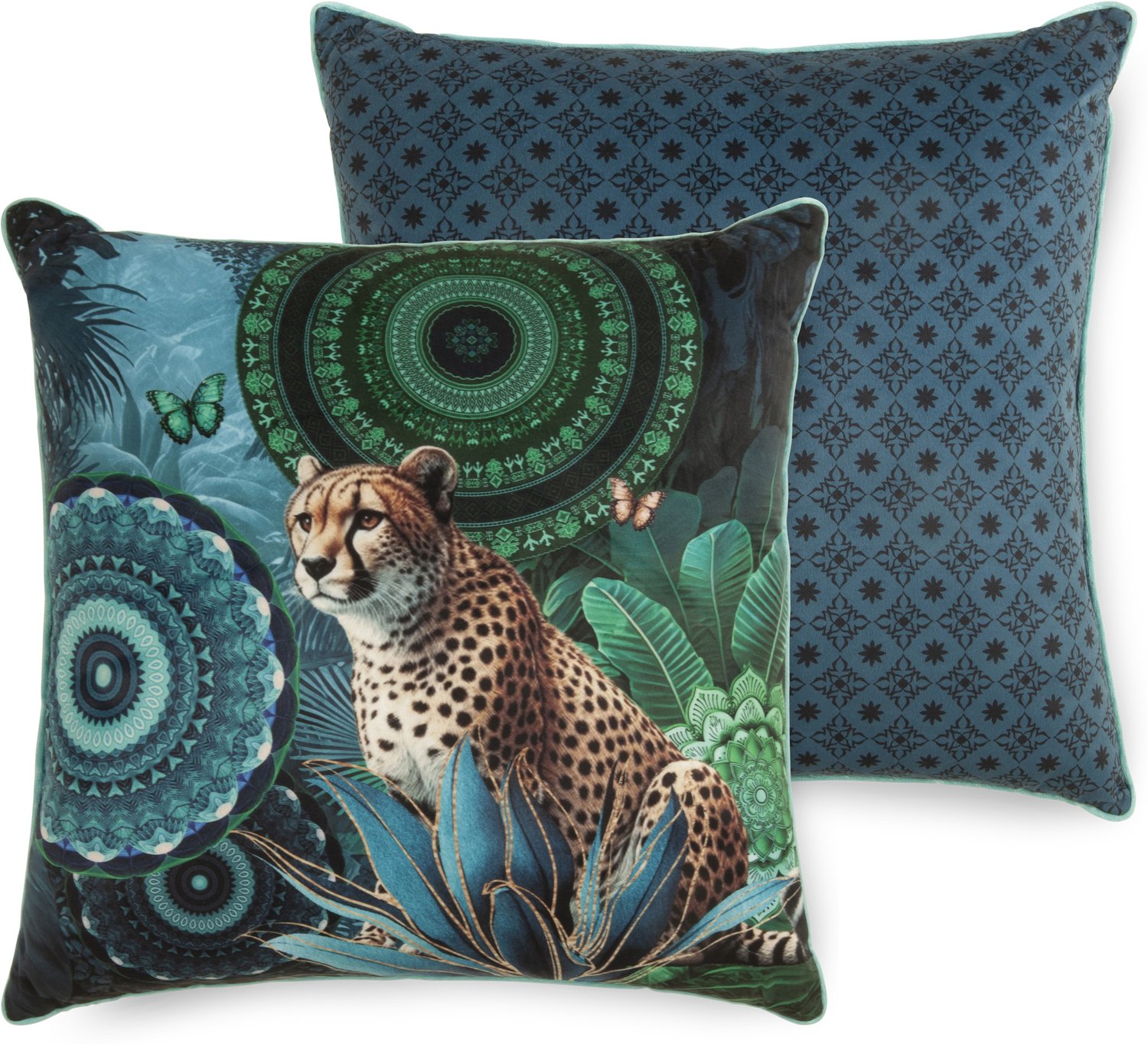 Hip sierkussen mandalas & luipaard - 48x48 cm - Multi - 100% Polyester velours