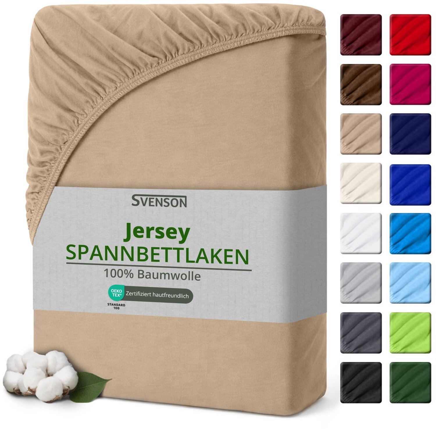 Duraxl Hoeslaken - Jersey - 100% katoen - 180 x 200 cm - Zand