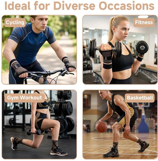 Kniebrace, polsbandageset, 1 paar polsbandages + 1 paar enkelbandages voor pols, enkelgewricht, enkelbandage en handbandage voor basketbal, wandelen, kantoor, mannen en vrouwen, M — afbeelding 4