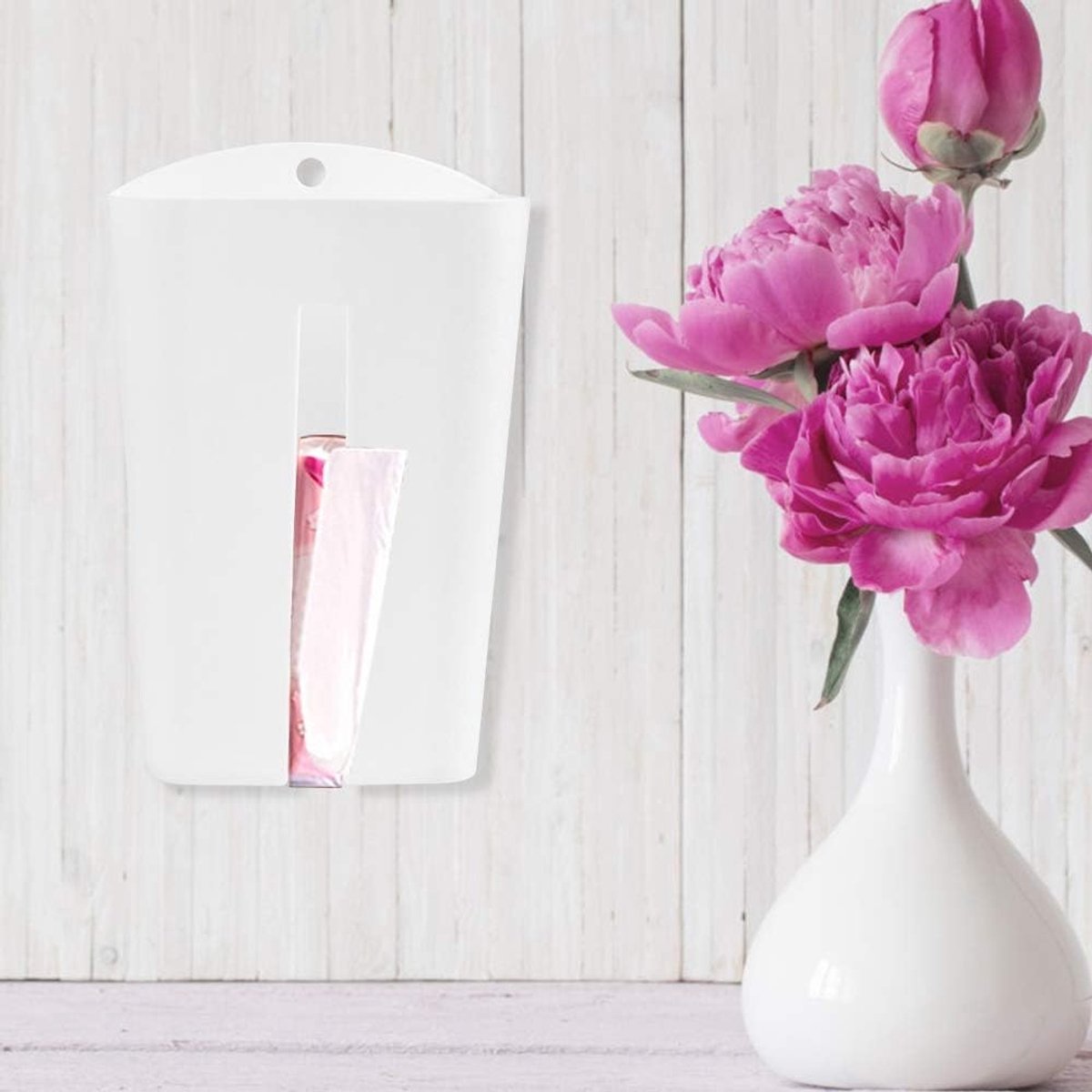 Vuilniszakhouder Handige Opbergorganisator voor Keukendecoratie Wandgemonteerde Plastic Zakdispenser voor Thuis Woonkamer Badkamer 9,1x6,7in Wit (Wit)
