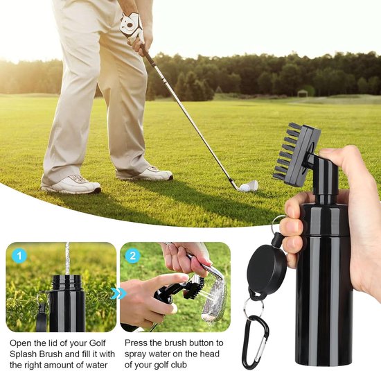 Golf Reinigingsgereedschapsset, Multifunctionele Golfaccessoires, Golfclub, Borstel, Groefreiniger met Golfdoek, Karabijnhaak, Groefslijper voor Racketoppervlakken, Groeven voor Mannen van GOLF — afbeelding 2