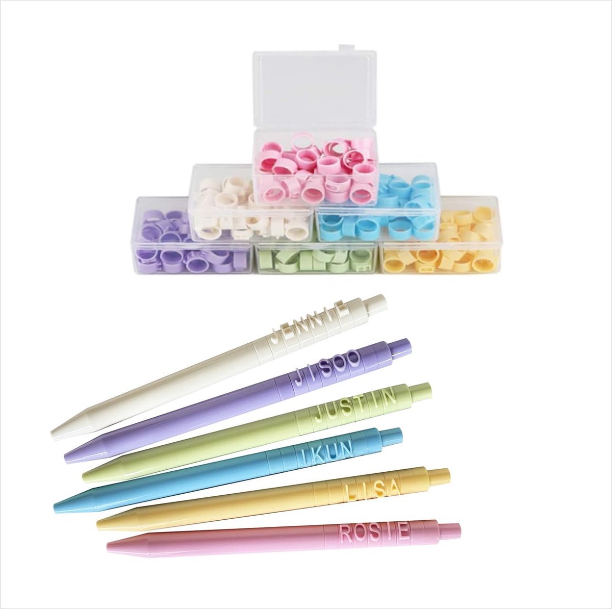Creatieve letterpenset met Engelse cijfers, macaroon 6 kleuren, schattige pennen, kawaii-pennen, coole pennen, grappige pennen, intrekbare gelinktpennen, balpennen, 0,5 mm, zwarte inkt