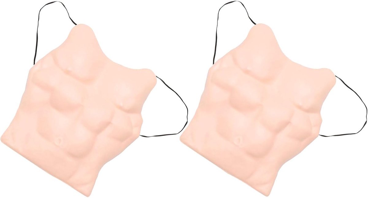 2 Stuks Delige Spierborst Buik voor Realistische Textuur Lichtgewicht Kostuumaccessoire voor Halloween Verkleedfeesten