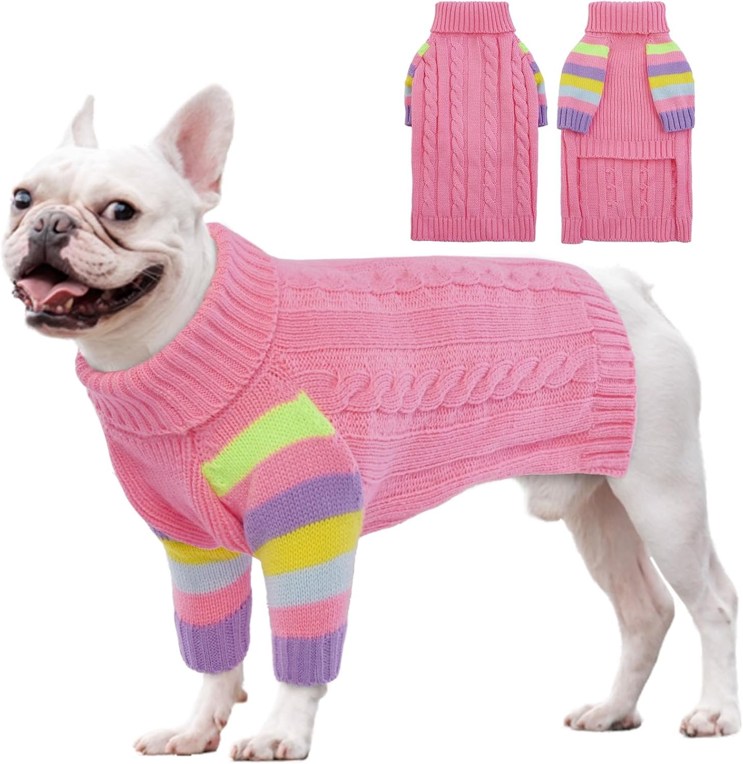 Truien voor honden meisjes jongens, coltrui winter hondenvest, kersthondenoutfits, huisdiersweatshirt kleding, gebreide kleding, Frenchie, Beagle, Boston Terrier