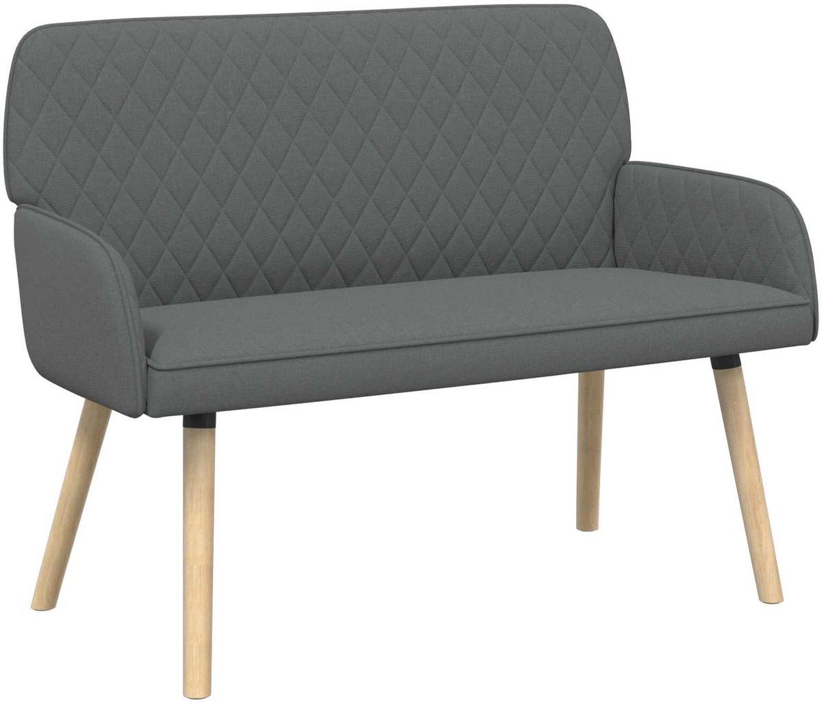 vidaXL 2-zitsbank - met - massief - houten - poten - 2-zits - Donkergrijs