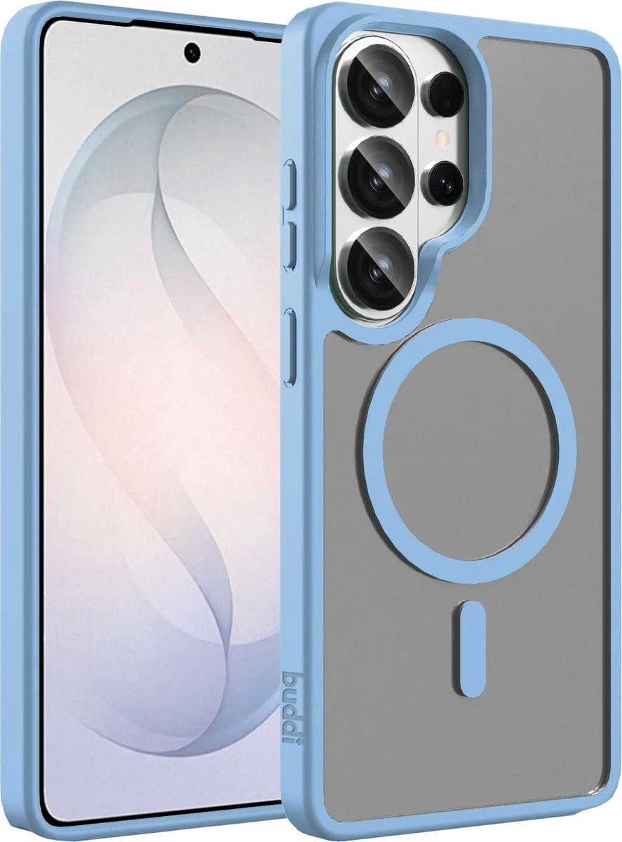 Buddi Frost Hoesje Geschikt voor Samsung Galaxy S26 Ultra - Mat Licht Blauw - MagSafe Back Cover - Matchende kleur - Shockproof - Slank