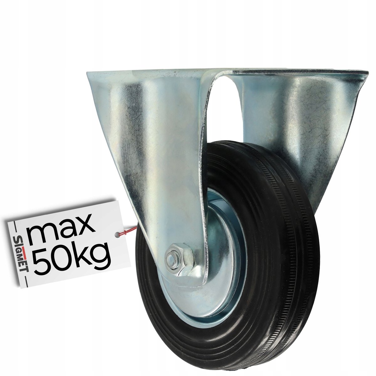 Vast Wiel 75mm Zwart Rubber, 50kg Draagvermogen, Rollager