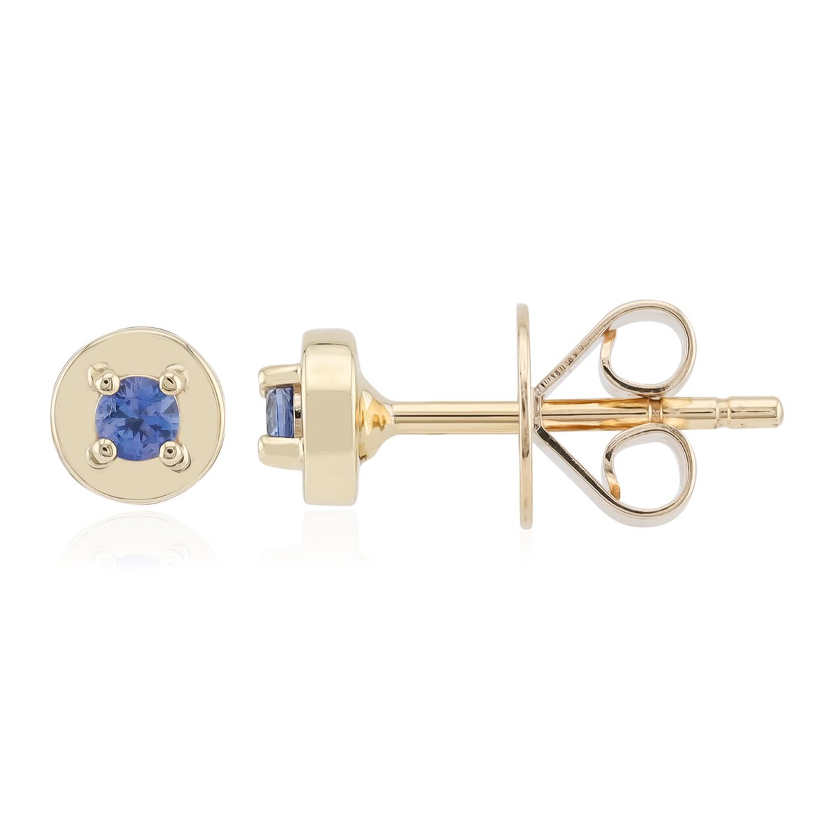 Cavill - 375 Geelgouden Oorbellen - Ronde Benitoiet Edelstenen 0,085 ct - Luxe Elegante Dames Oorbellen - 9K Geelgoud 4-Pootzetting