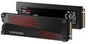 Samsung 990 PRO SSD met heatsink, 1TB, zwart met rode accenten.