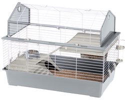 Ferplast Konijnenkooi Voor Kleine Huisdieren - Openend Dak - Met Accessoires en Stickers - 96 x 57 x h 73 cm