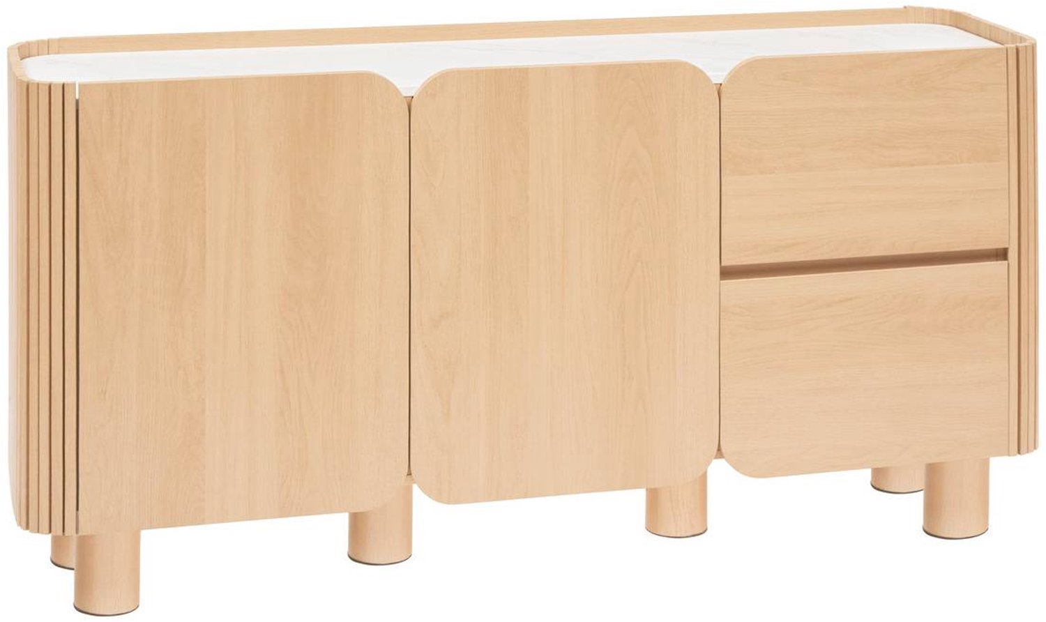 Servieskast met 2 deuren en 2 planken, blad met marmerlook HOMELYA