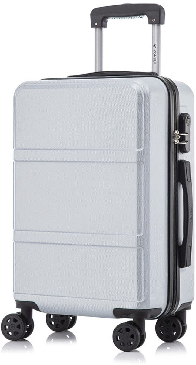 YONSLY Handbagage Koffer - 55cm - 40 L - Cijferslot- 360° Draaibare Wielen - Zilver