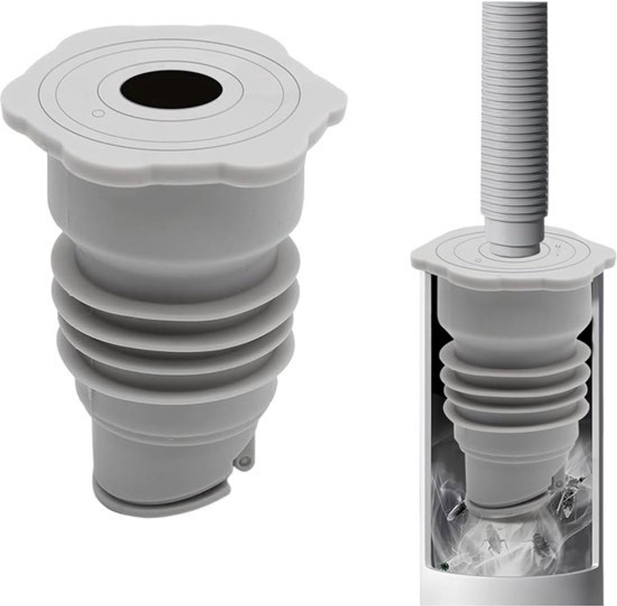 Universele pijpafdichting voor wasmachine - 35-40 mm - Afvoerhulp - Lichtgrijs