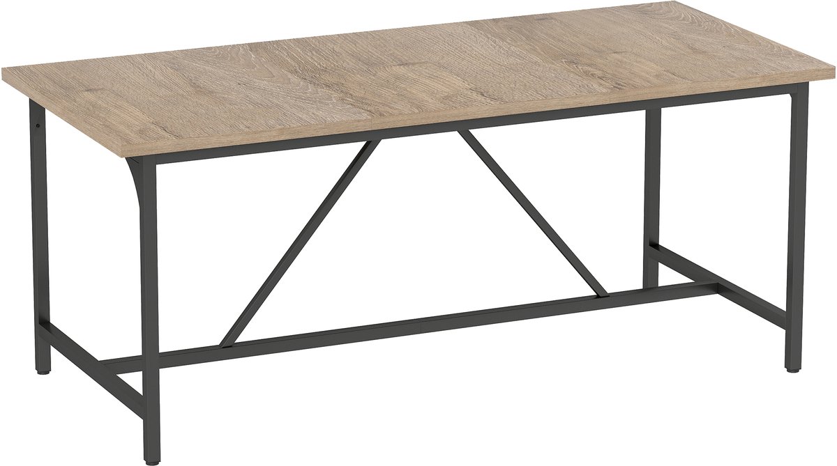 Homona Eettafel - Voor 6-8 personen - Met voetsteun - 180 x 80 x 75,5 cm - Natur/Zwart