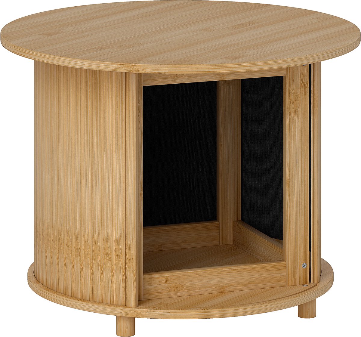 Homona Ronde salontafel - Met opbergruimte en schuifdeur - Bamboe - Ø60 x 45 cm Bruin