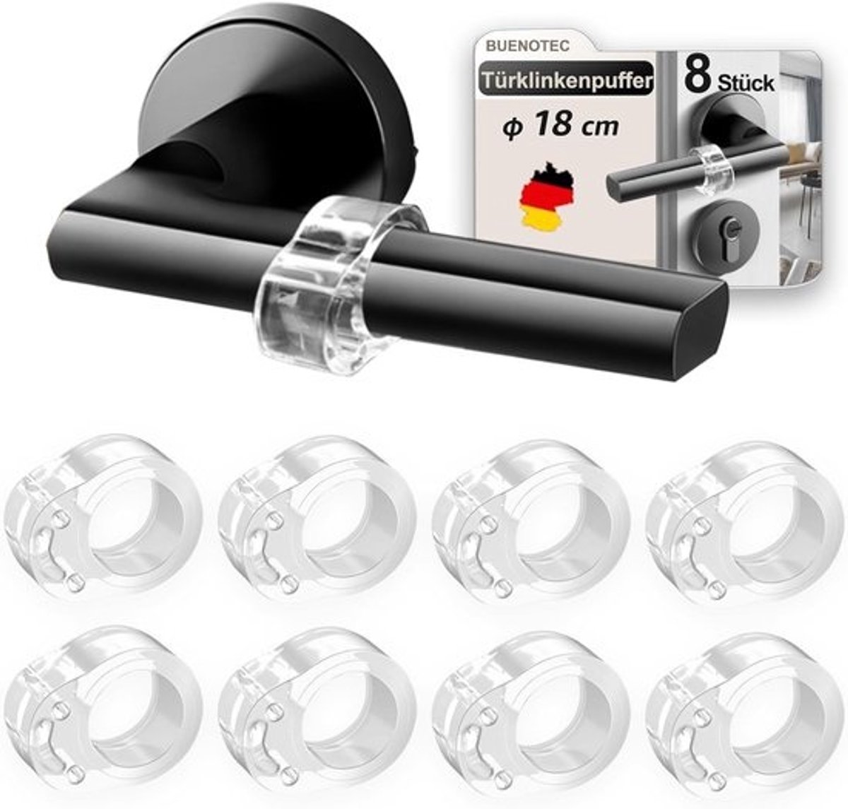 SnelShoppen - set van 8 transparante deurbuffers - deurstopper voor deur- en raamhendels - bescherming tegen schade met hoogwaardige silicone - diamet