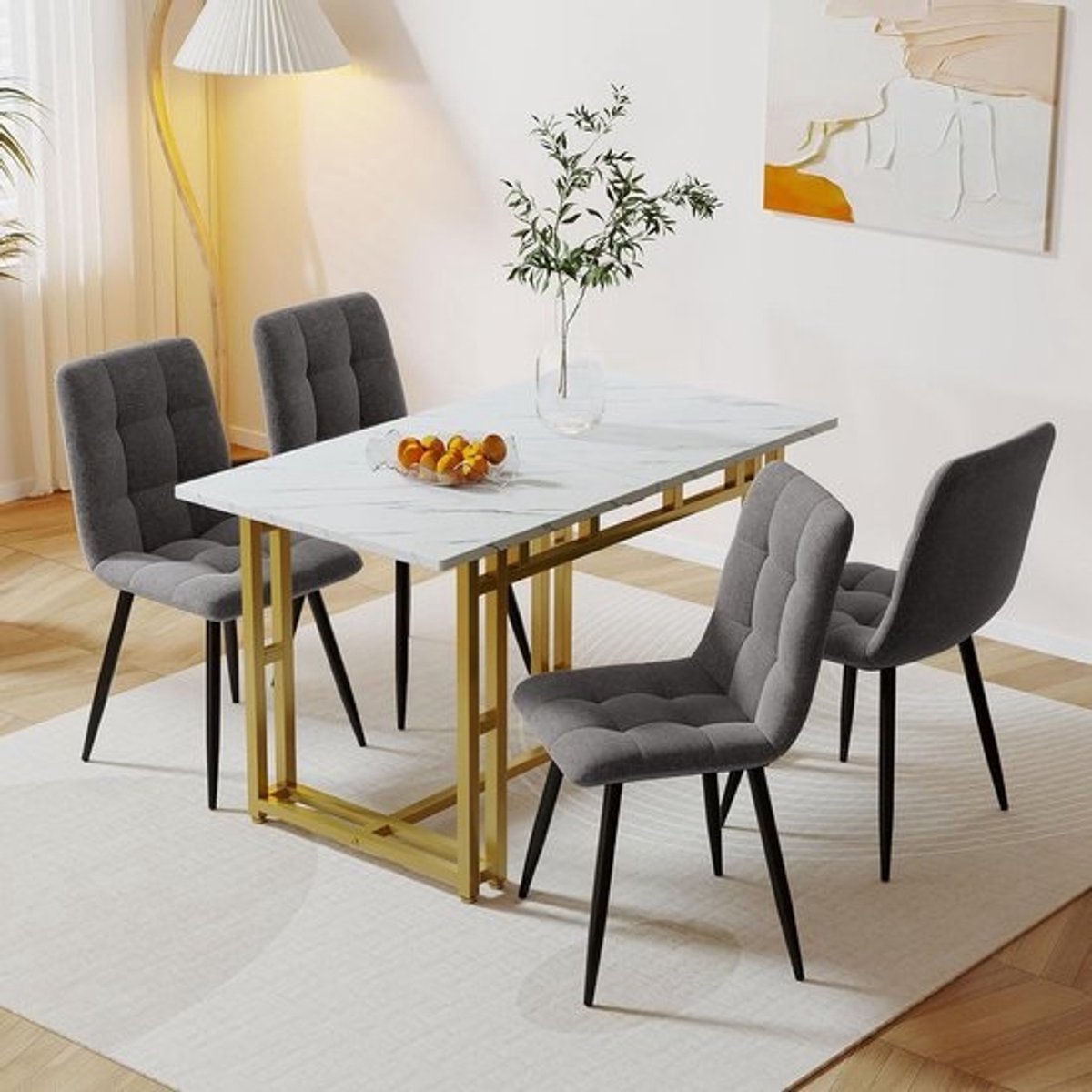Luxe eetkamerset - Tafel met 4 stoelen - 120x70 cm, stijlvol design