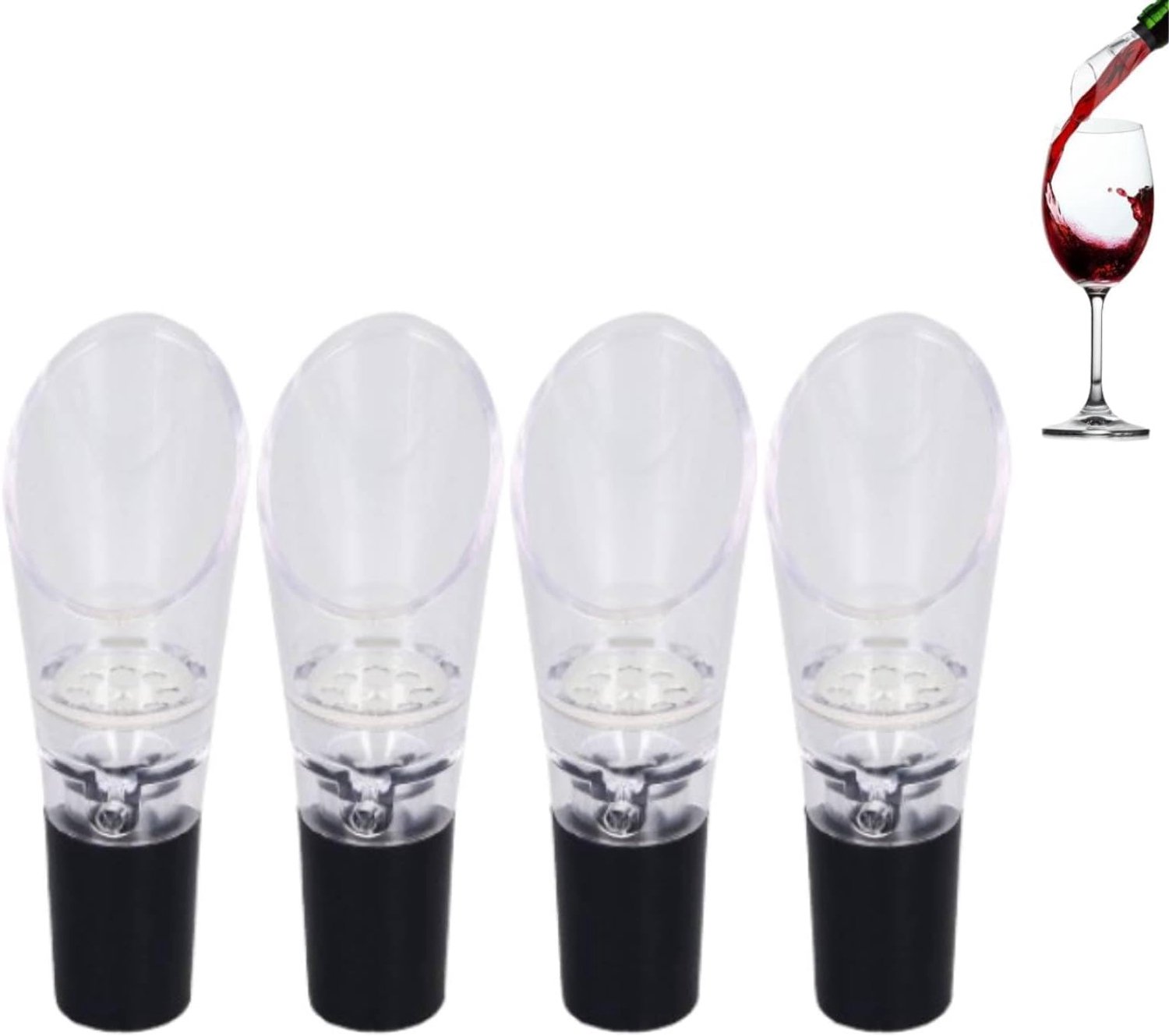 Wijnbeluchter schenktuit 4 stuks - zilver - druppelvrij design - perfect voor feestjes - ShopVlot