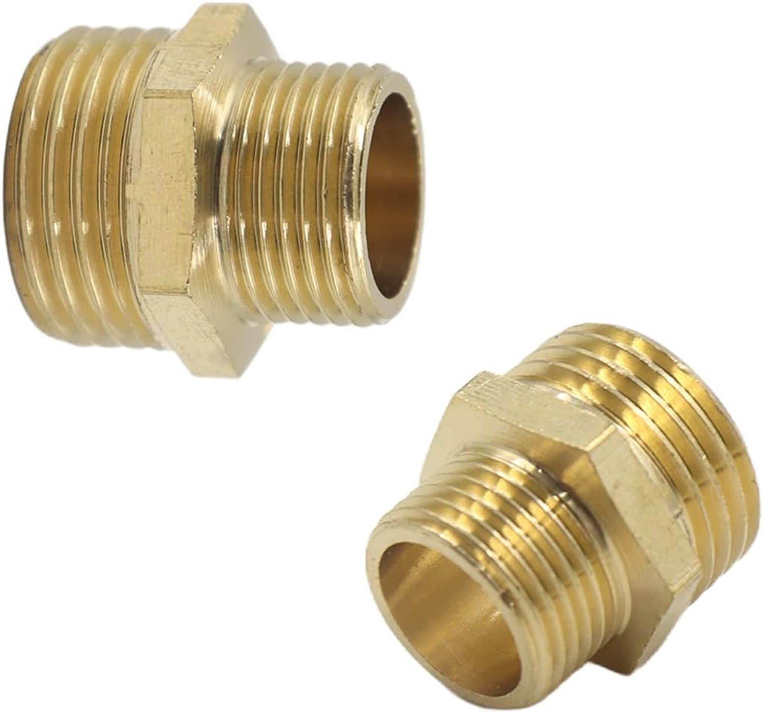 2pcs Double Nipple Brass Male Thread Adapter 1/2 to 3/8 Inch Drinking Water Sanitary Connector Hose Fitting Brass - ShopVlot