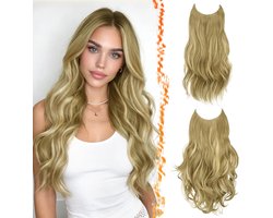 BARSDAR 50 cm 2 PCS Invisible Wire Synthetische Gouden Blond Haarextensies