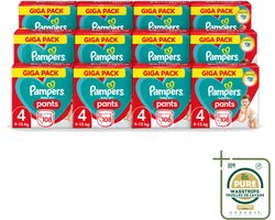 12 x Pampers - Baby-Dry Pants - Luierbroekjes - Maat 4 (9-15 kg) - Comfort Fit - 108 Luiers - Wasstrips - Baby Luier - Baby Droge Huid - Baby Luierbroek - Baby Luier 4 Kg - Snel Verschonen