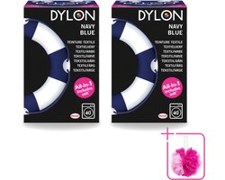 2 x Dylon - Textielverf - Navy Blue - All-in-One - Inclusief Zout - 350g - Bulkverpakking - Textielverf - Douchemop - Kleding verven