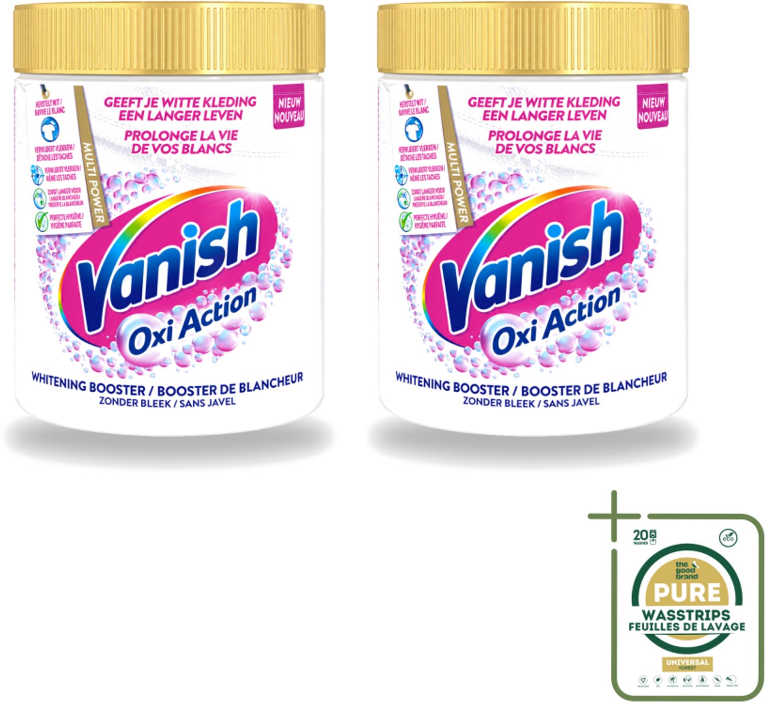 2 x Vanish Oxi Action - Vlekkenverwijderaar Poeder - Zonder Bleek - Witte Was - 550 Gram - Wasstrips - Vlekkenverwijderaar - Witte Was - Bleekvrije Was - Wasmiddel - Wasgeleid