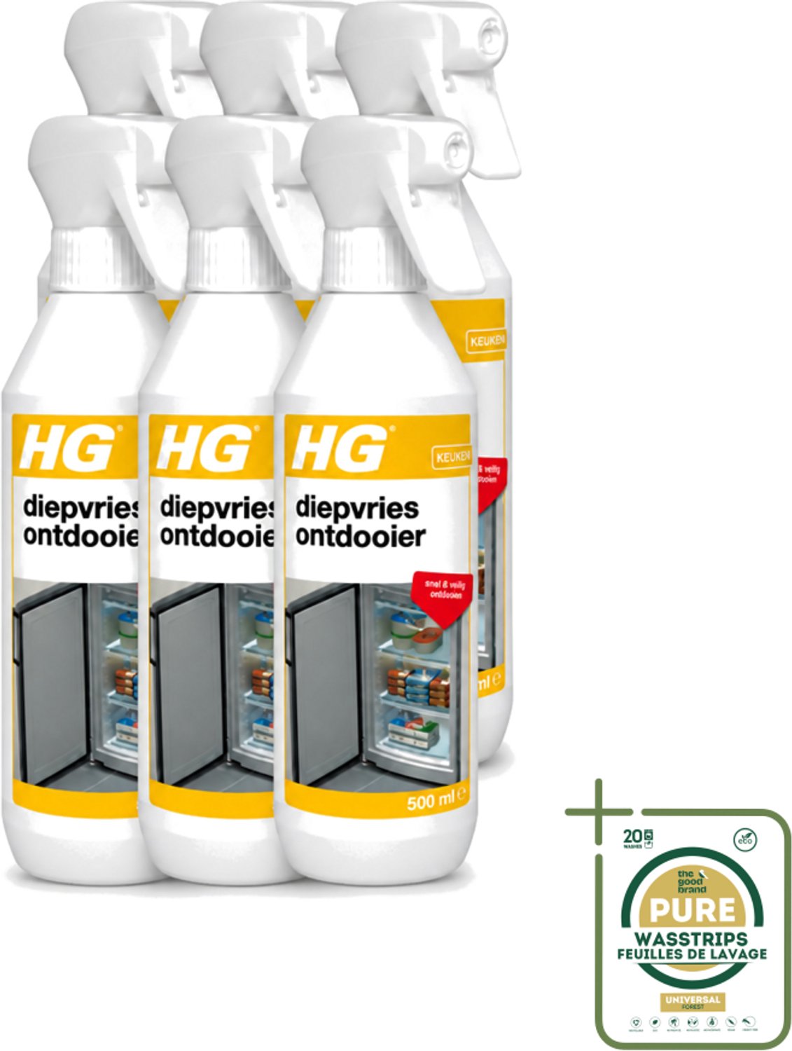 6 x HG - Diepvries Ontdooier - Snel & Veilig Ontdooien - 500 ml - Diepvries Ontdekker - Ijs Verwijderen - Vriezer Ontdekker - Ijs Verwijderen Diepvries - Ijs Ontdekker