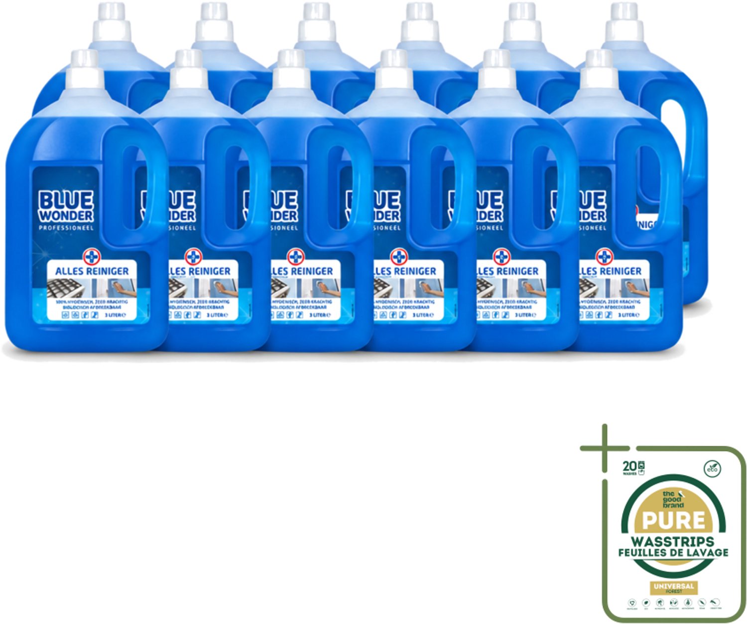 12 x Blue Wonder - Professionele Allesreiniger - Krachige Hygiëne - Biologisch Afbreekbaar - 3L - Allesreiniger - Hygiëne - Vetverwijderaar - Vlekverwijderaar - Waskrachtversterker