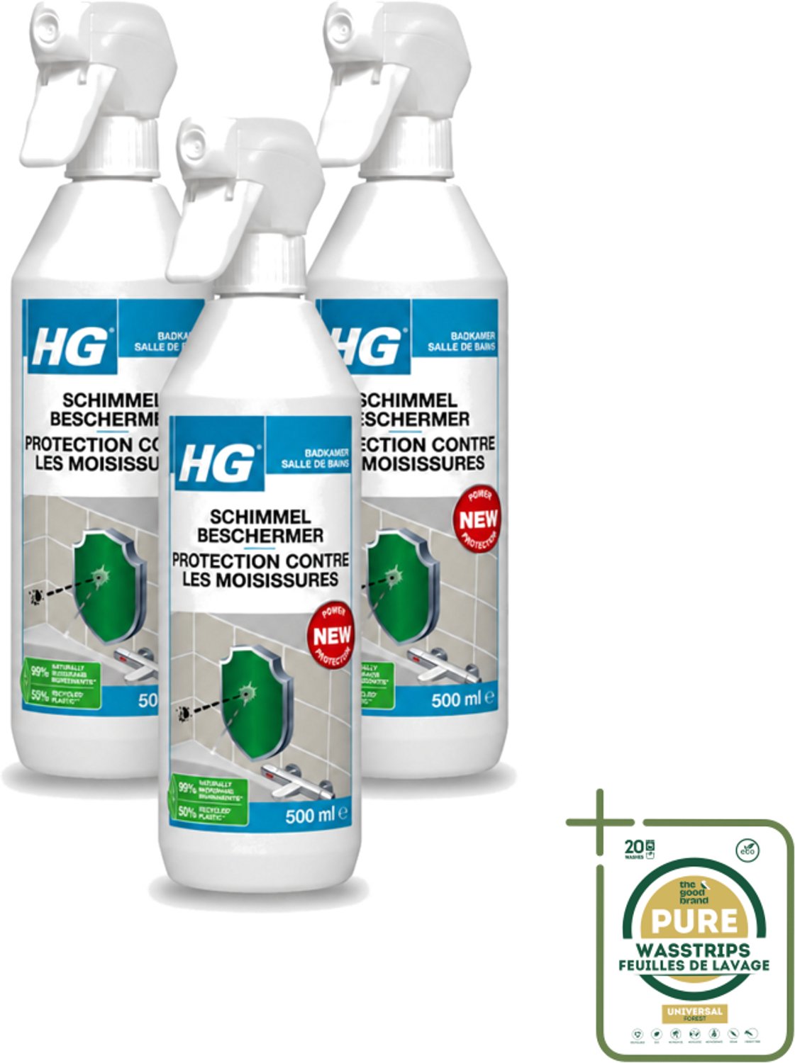 3 x HG - Badkamer - Schimmel Beschermer - Sterk Beschermend - 500 ml - Schimmelbescherming - Vochtbescherming - Badkamerbescherming - Schimmelgroei - Vochtplekken