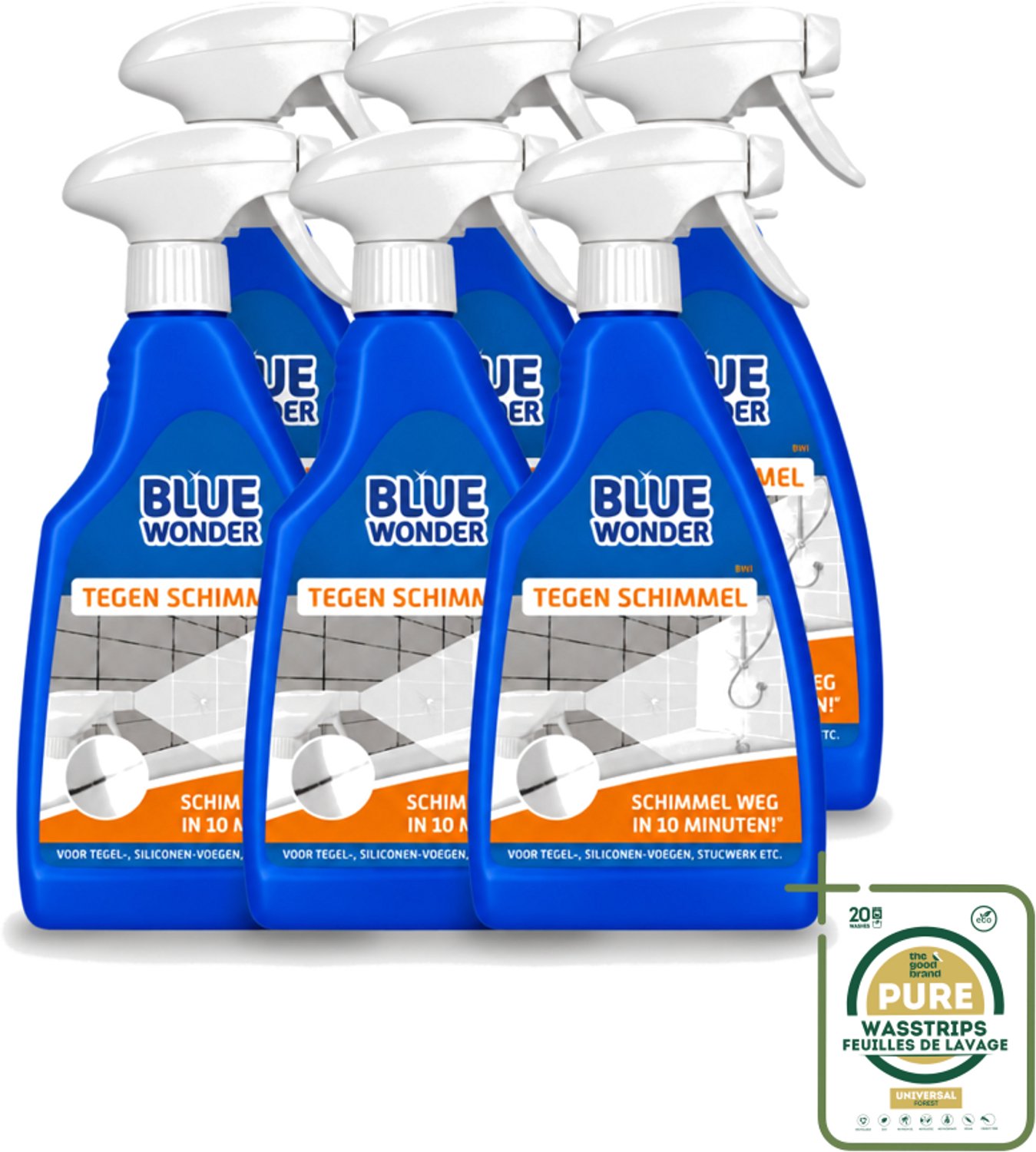6 x Blue Wonder - Speciaalreiniger tegen Schimmel - Sprayfles - 500 ml - Schimmel Reinigen - Schimmel Weg - Schimmel Op Wanden - Schimmel Op Vloer - Schimmel Op Voegen