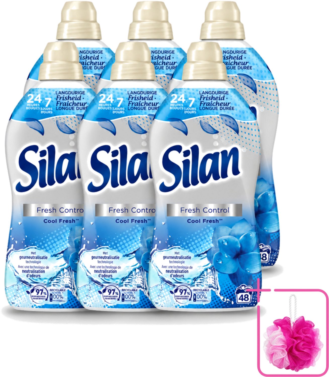 6 x Silan – Wasverzachter – Fresh Control Cool Fresh – 1056 ml - Bulkverpakking - Wasverzachter - Douchemop - Frisheid