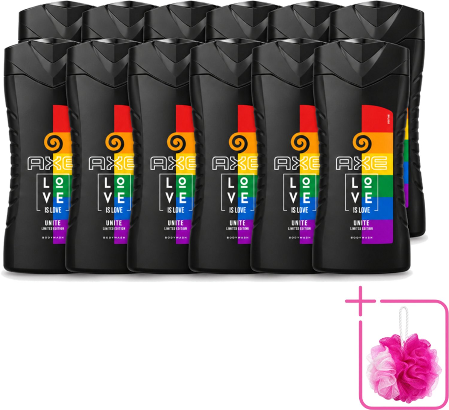 12 x AXE – Bodywash – Unite Love Is Love – 250 ml - Bulkverpakking - Douchegel - Douchemop - Africa