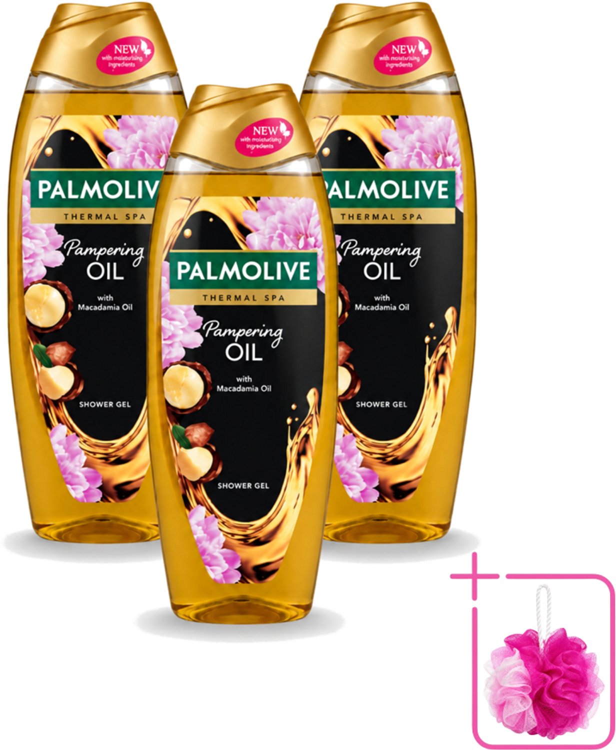 3 x Palmolive – Douchegel – Thermal Pampering Oil – 650 ml - Bulkverpakking - Douchegel - Douchemop - Huidverzorging